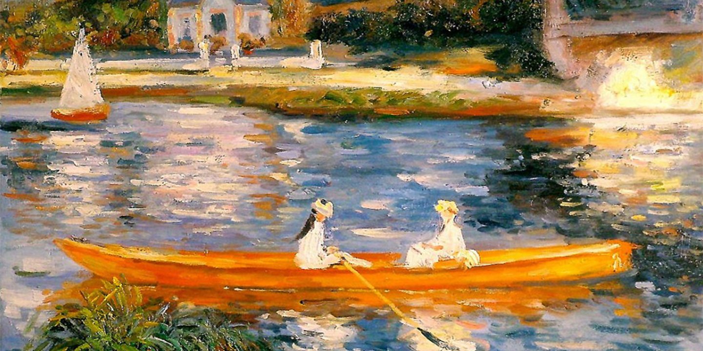 women boating on the seine
